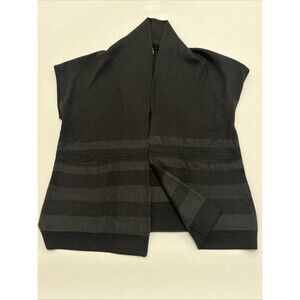 ST JOHN Women’s Black & Grey Open Front Cardigan Sweater Cashmere Size Small